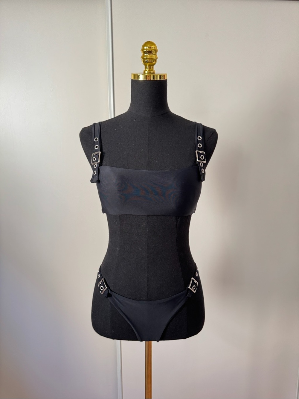 Black Strappy Buckle Goth Bikini